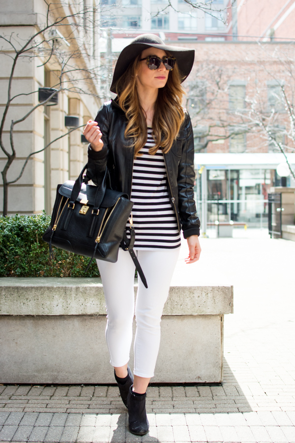 OOTD White Denim + Stripes For Spring La Petite Noob A Toronto