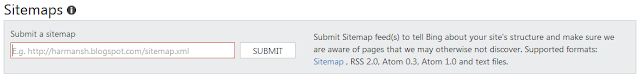 Submit a Sitemap Bing Webmaster