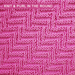  Rib and Welt Diagonals stitch worked in the round in a reversible knit and purl pattern.