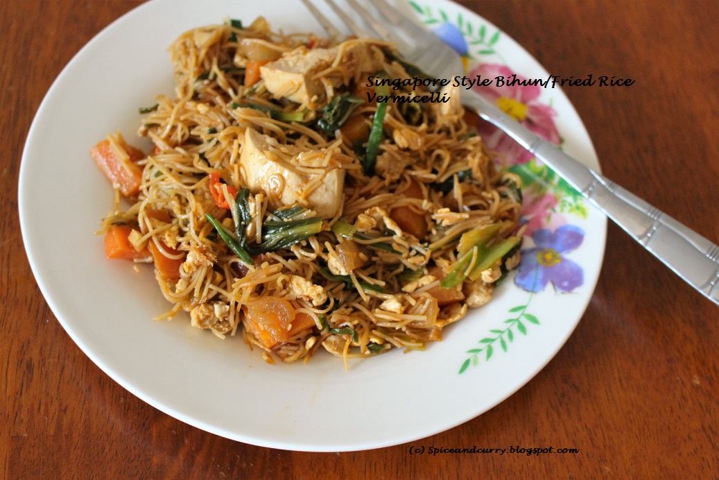 Spice and Curry Singapore style Beehun/Bihun/Angel hair rice