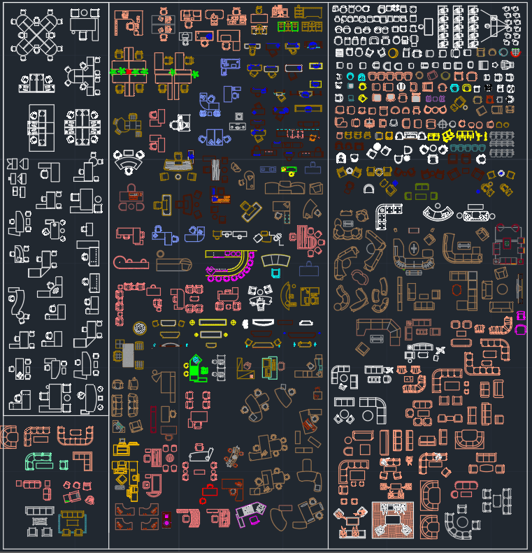 Office furniture Sets Free CAD Block Aoo3D