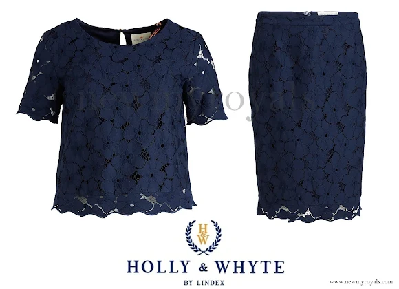 Crown Princess Victoria wore LINDEX Holly & Whyte Cropped Lace Blouse and Skirt