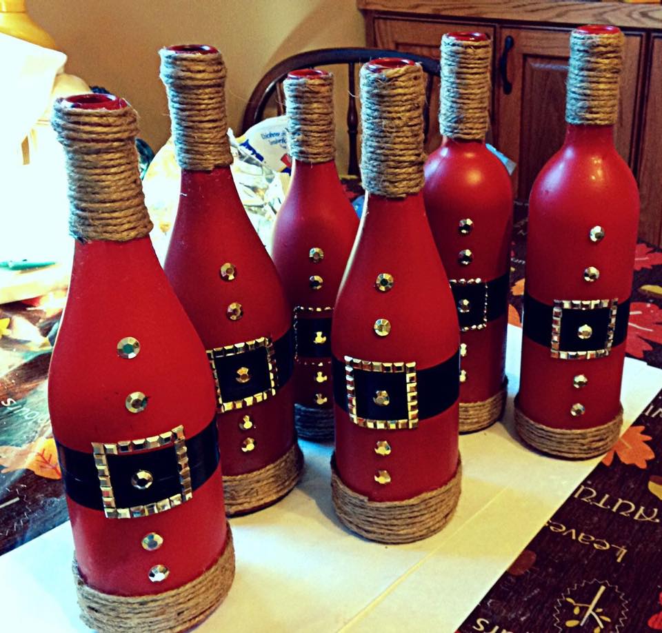 26 ideias de artesanato natal com reciclagem de garrafas merry christmas wine glasses