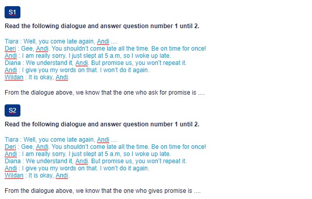 Contoh Soal Learning the Expressions of Promising and Deterrence