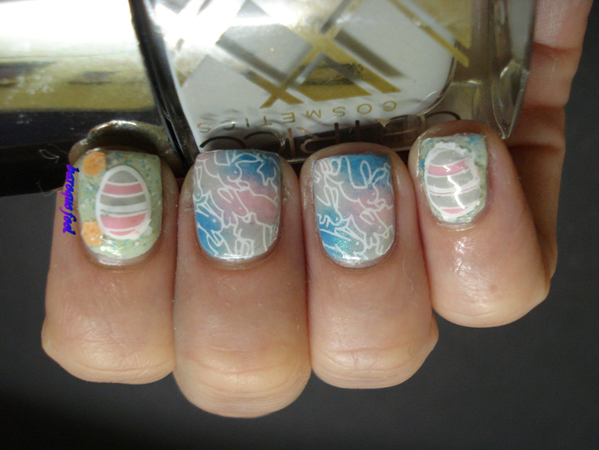 baroque fool NOTD Easter bunnies on the run nails