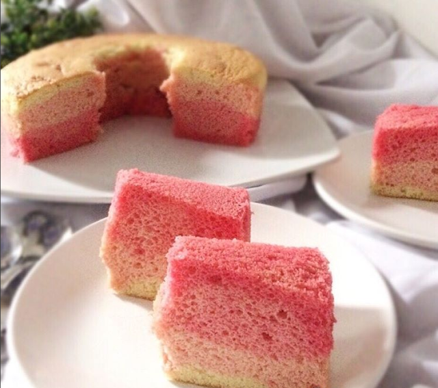 Resep Pink Ombre Chiffon Cake