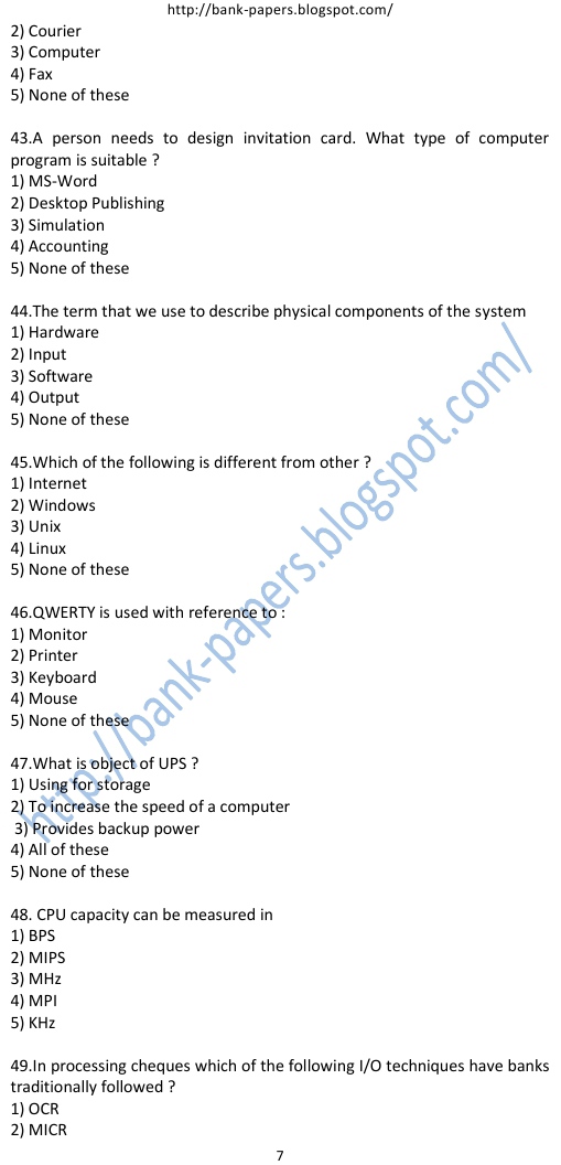 ibps question papers download pdf