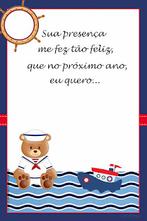 Nice Sailor Bear Free Printable Invitations, Labels or Cards.