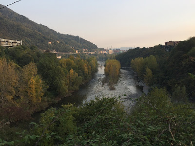 View of the Brembo River looking toward Bergamo. 