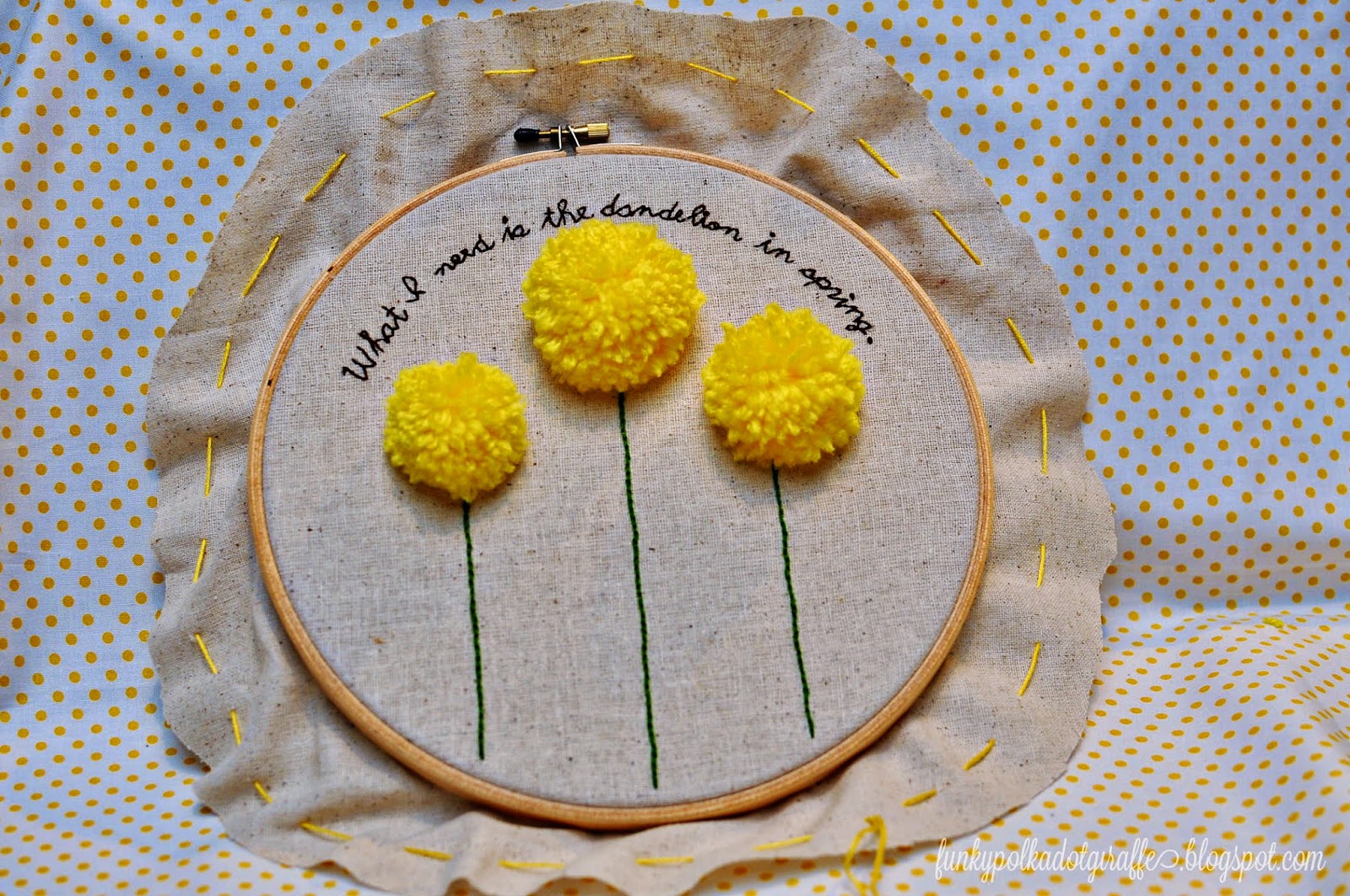 Funky Polkadot Giraffe Hunger Games Embroidery Hoop Art