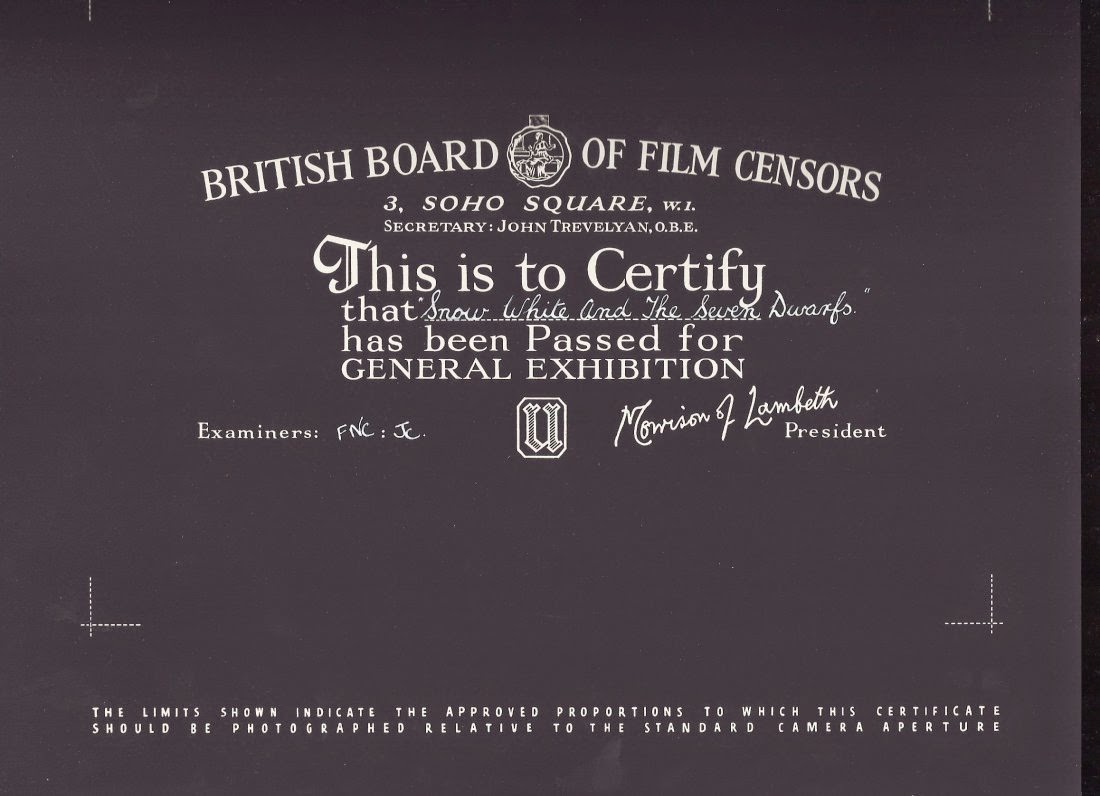 Filmic Light Snow White Archive British Board of Film Censors & Snow
