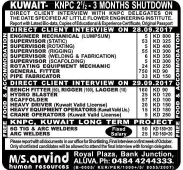 KNPC Kuwait shut down Jobs free food Accommodation Gulf Jobs for KNPC Kuwait shut down Jobs free food Accommodation Gulf Jobs for