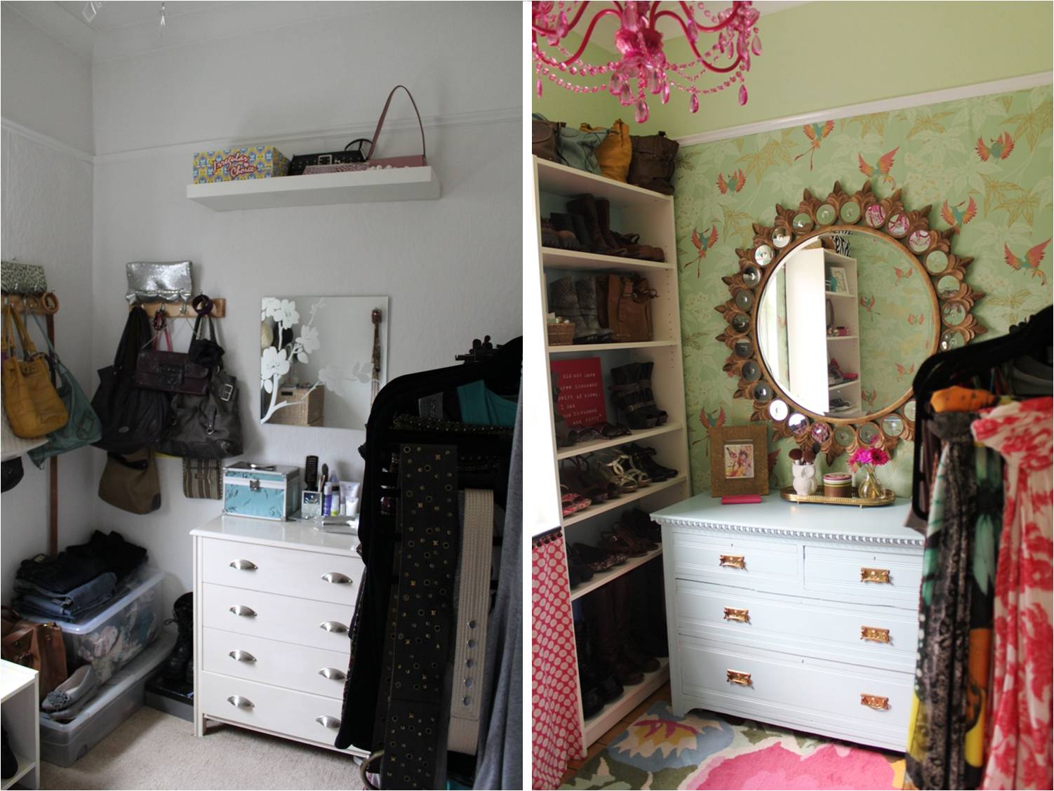 A before and after of my dressing room reveal