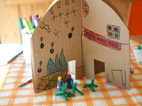 DIY Foldable, Collapsible Cardboard Superhero hideout home (and our favorite superhero books)