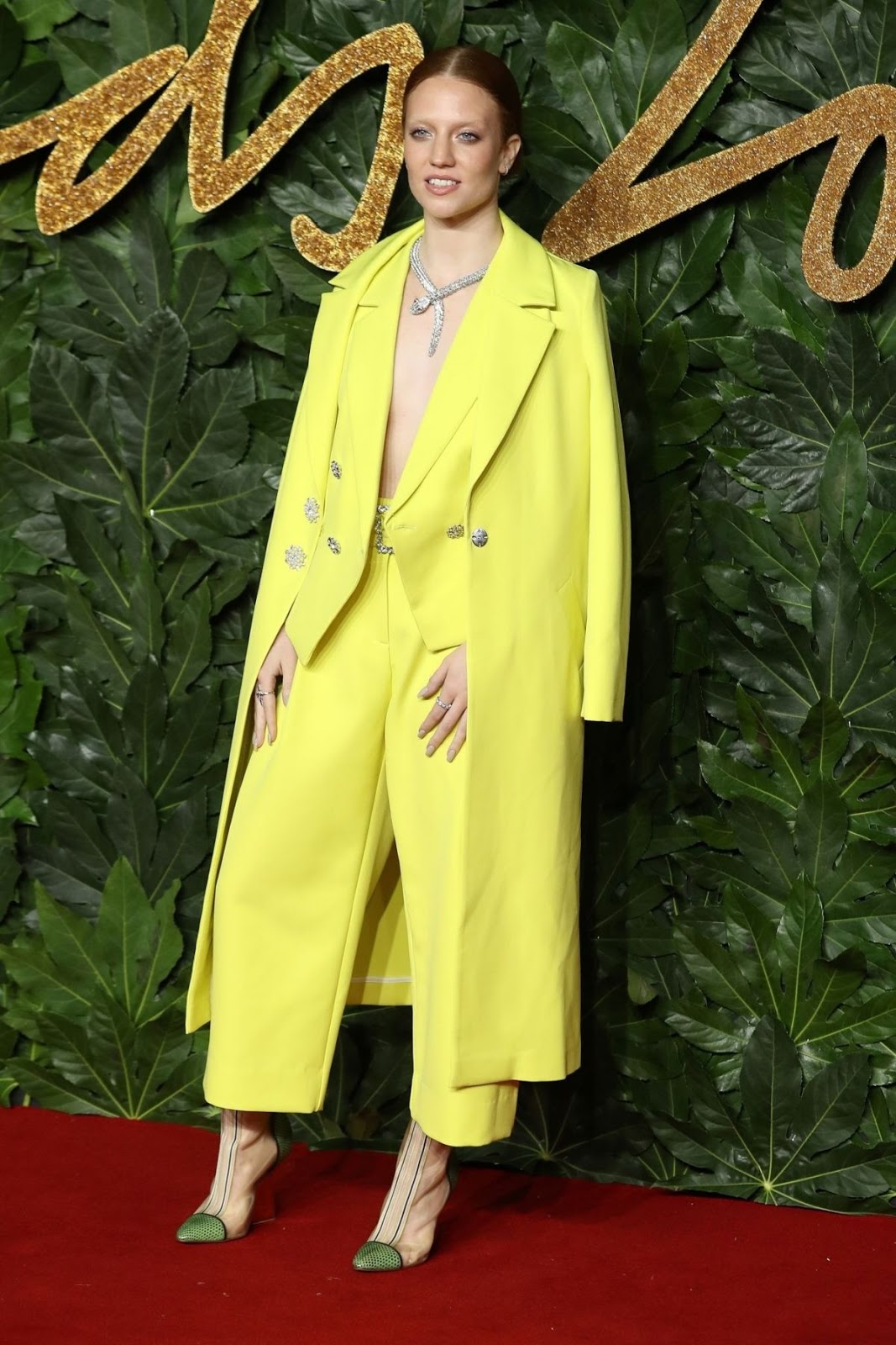 Jess Glynne goes braless at the 2018 British Fashion Awards