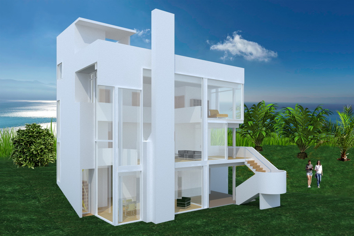 Modelado en Revit, Max, Photoshop y otros: Smith House (Richard Meier)