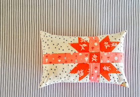 Merry Gifts Pillow sewn by Heidi Staples from Holiday Wishes book