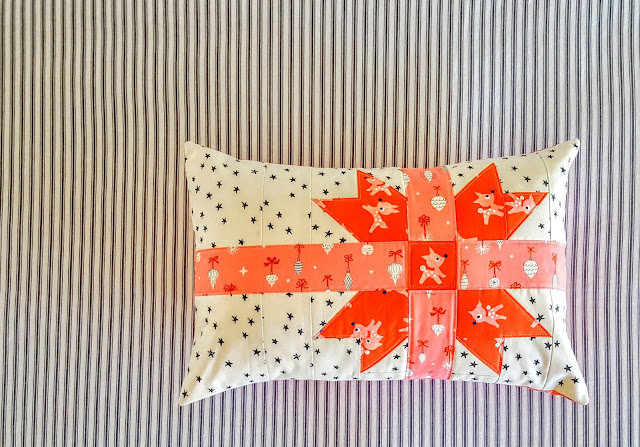 Merry Gifts Pillow sewn by Heidi Staples from Holiday Wishes book