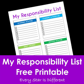 My responsibility list with free printable