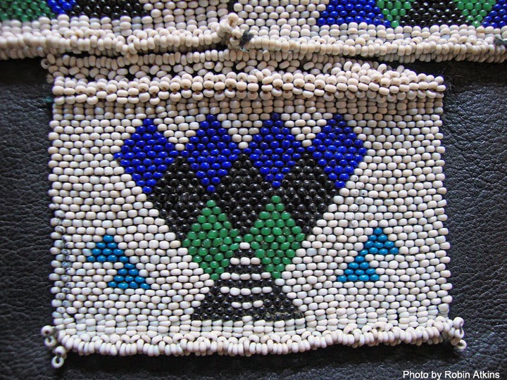 South African Zulu beadwork - man's apron - detail showing woven panel