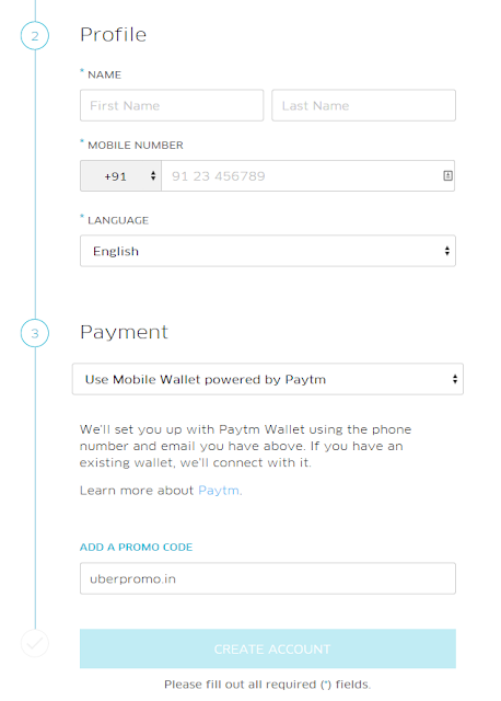 Sign up with uber on your desktop with Paytm Wallet, no app required