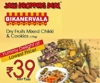 Bikanervala-Almond, Raisins, Cashew Nuts, Dates, Apricot Chikki with Cookies, All worth Rs.132 for Rs.39 Only (Rs.34 Shipping Charges)