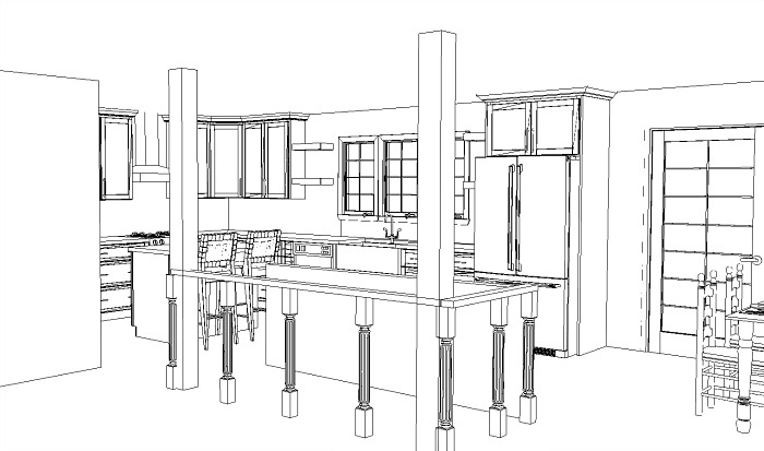 Open concept kitchen rendering