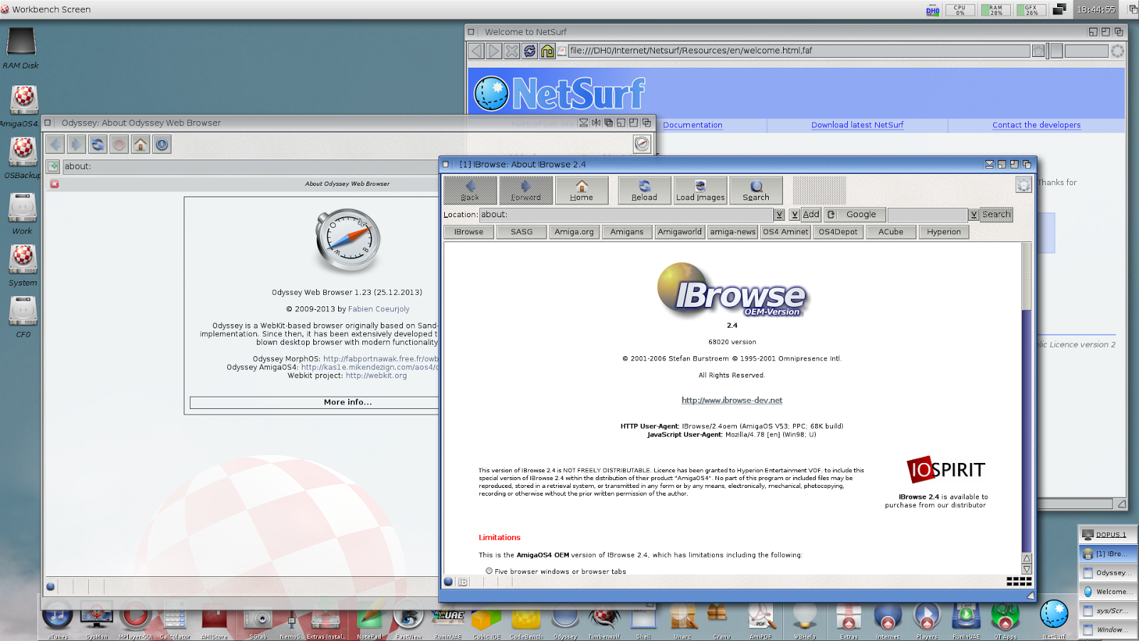 AmigaOS 4.1 Web Browsers in 2015 on X1000.
