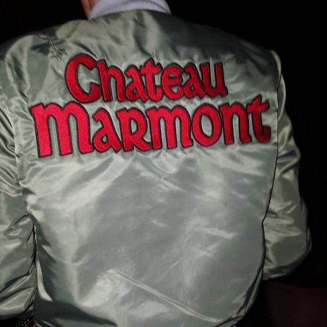 klaus guingand artwork textile"Chateau Marmont Bomber Jacket" - 2018