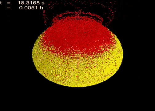 Un nuevo modelo de computadora muestra que horas después de que un asteroide haya sido golpeado, la gravedad en el núcleo de la roca espacial puede juntar el cuerpo fragmentado del objeto