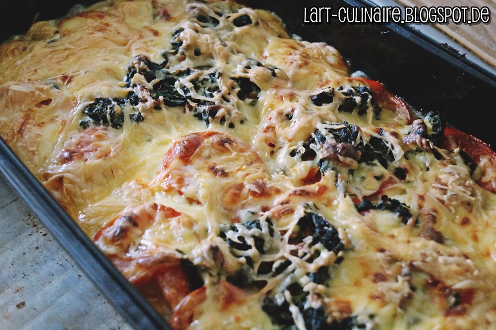 vegetarische Tomaten-Spinat-Lasagne