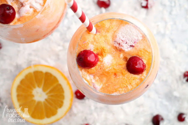 Fresh cranberries & oranges give a classic ice cream treat a festive holiday twist in these Cranberry Orange Creamsicle Floats.