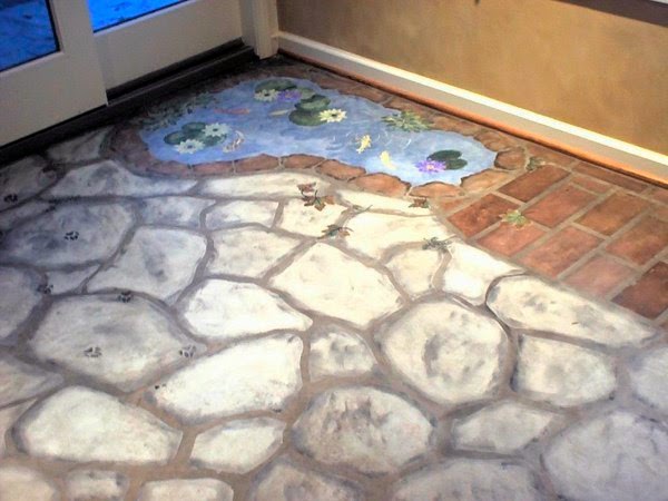 Concrete floors with floral prints