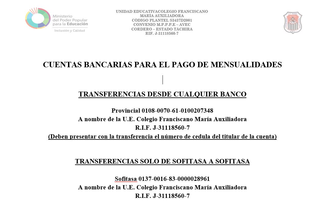 Cuentas Bancarias COFRAMA: