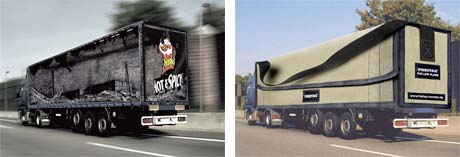 fotos de camiones curiosas publicidad anuncios ardiendo quemado bolso