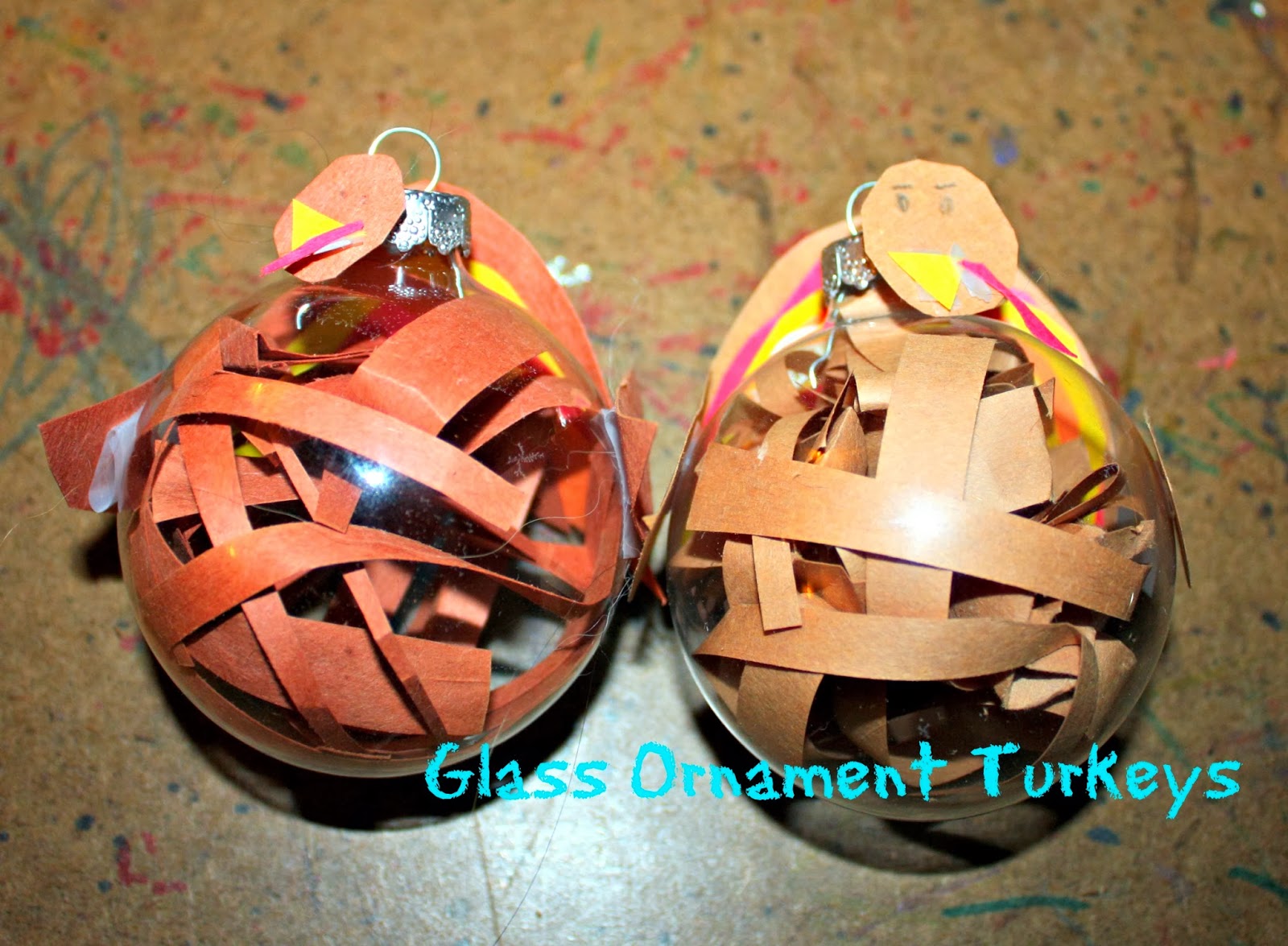 A Little Time and a Keyboard Glass Ornament Turkeys {Children's Craft}