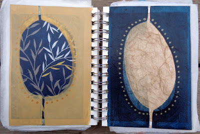 acrylic and mixed-media paintings on paper in my 5x7 sketchbook titled ARCHAEA