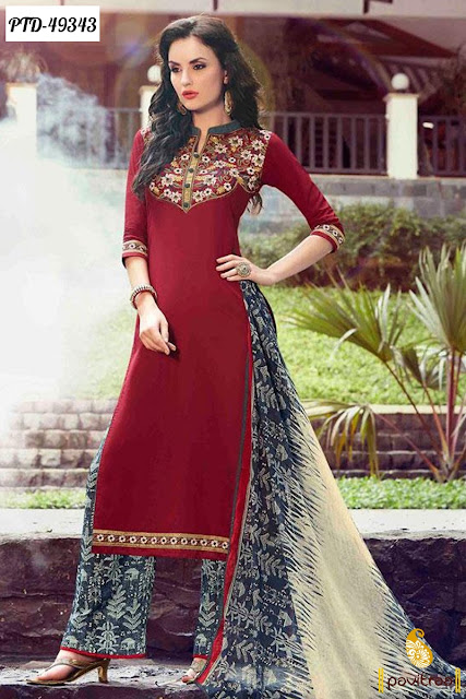 Maroon color cotton pakistani lawn printed palazzo salwar suit 2016 online shopping at lowest price