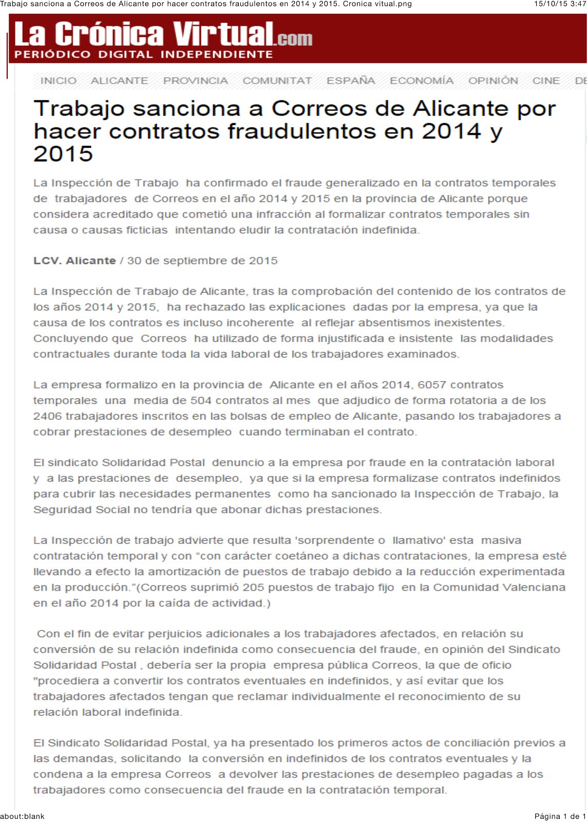 30/09/2015-PRENSA-Trabajo sanciona a Correos por hacer contratos fraudulentos en 2014 y 2015.