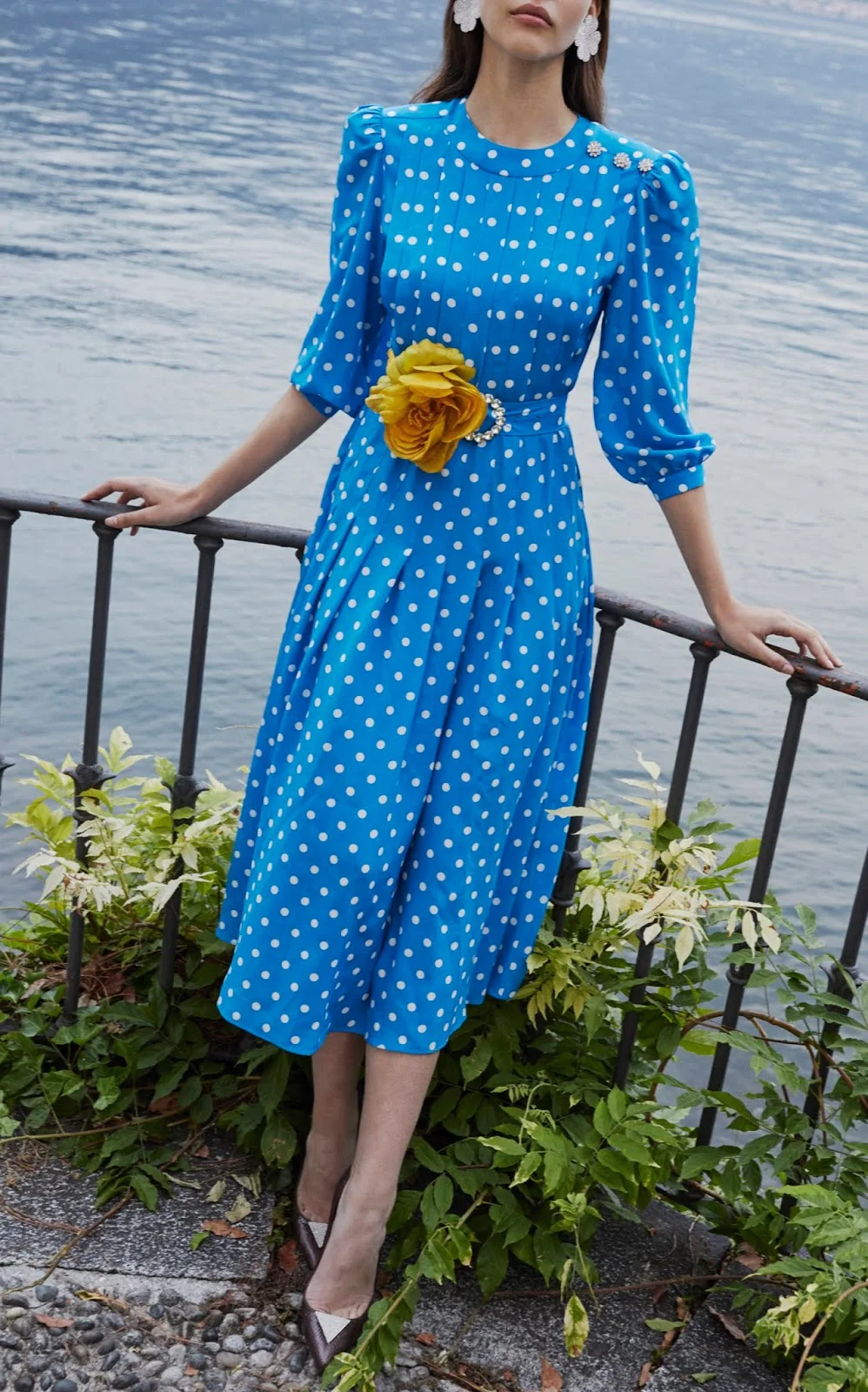  Alessandra Rich Blue Polka Dress