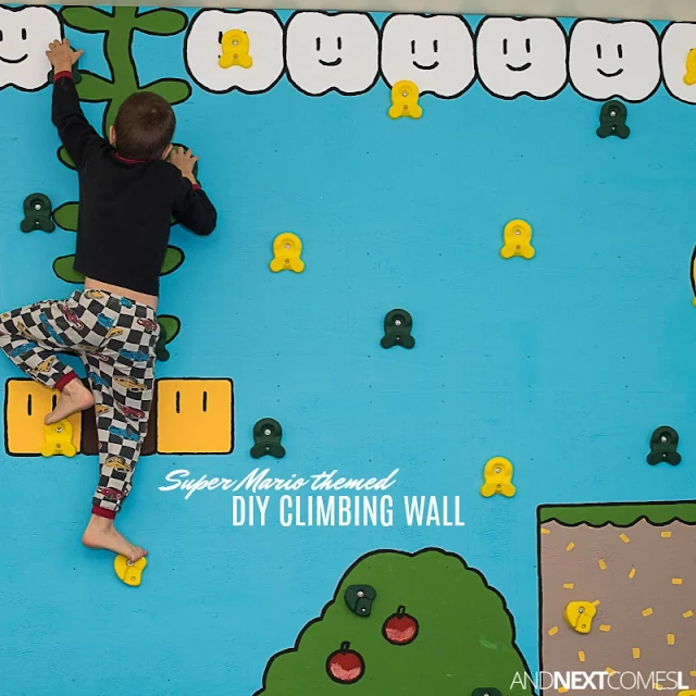 DIY Super Mario themed climbing wall for kids - how to build a rock climbing wall for kids tutorial