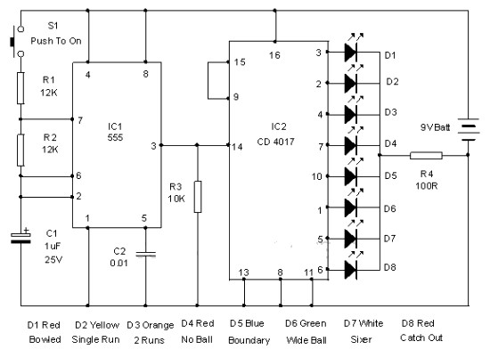 wiring diagram for car: Electronic Cricket Match Game