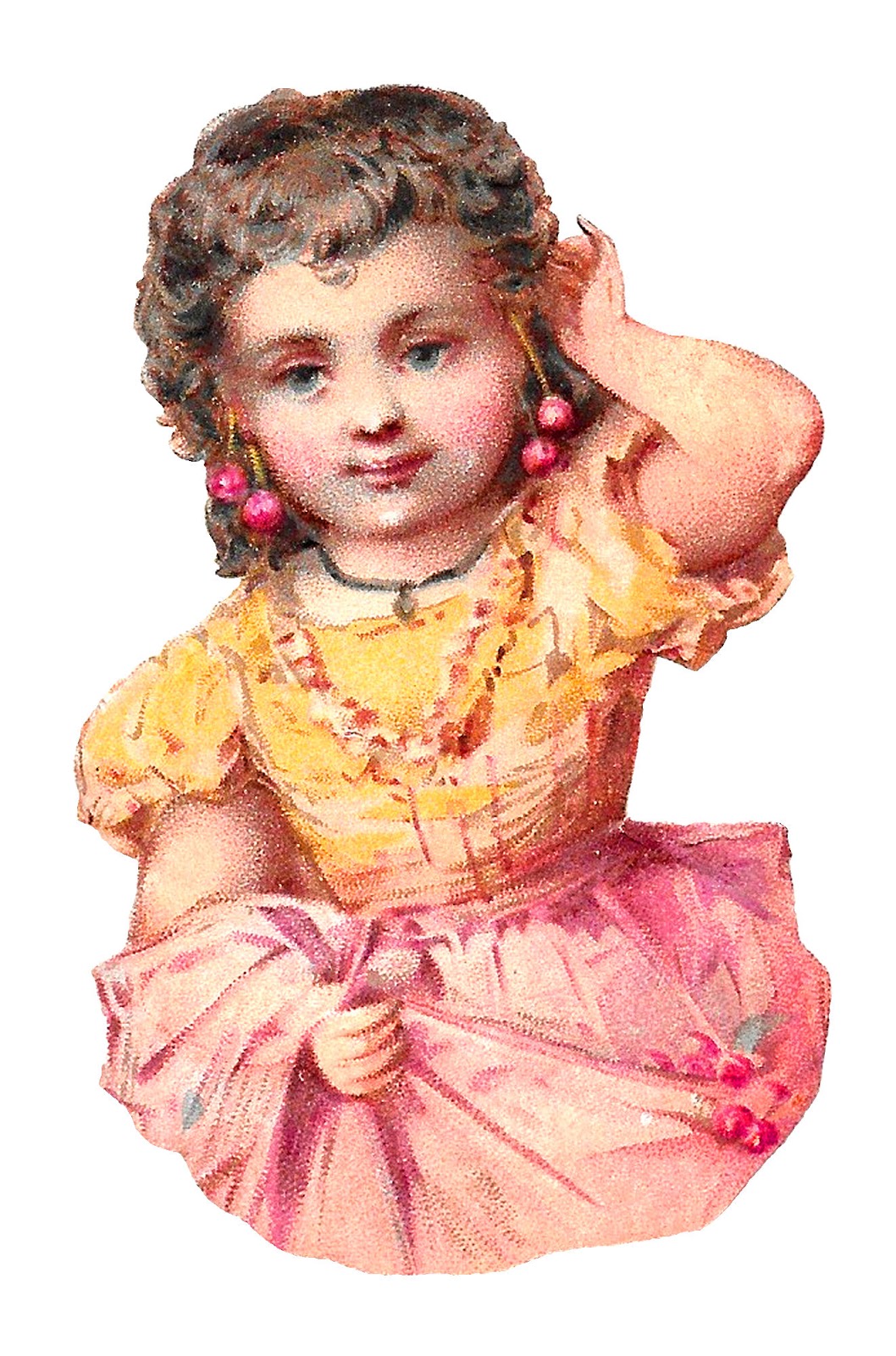 Antique Images Girl Free Digital Download Vintage Fruit Cherry Picking Spring Clipart