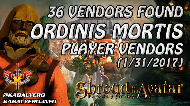 Ordinis Mortis, 36 Player Vendors Found (1/31/2017) 💰 Shroud Of The Avatar Market Watch