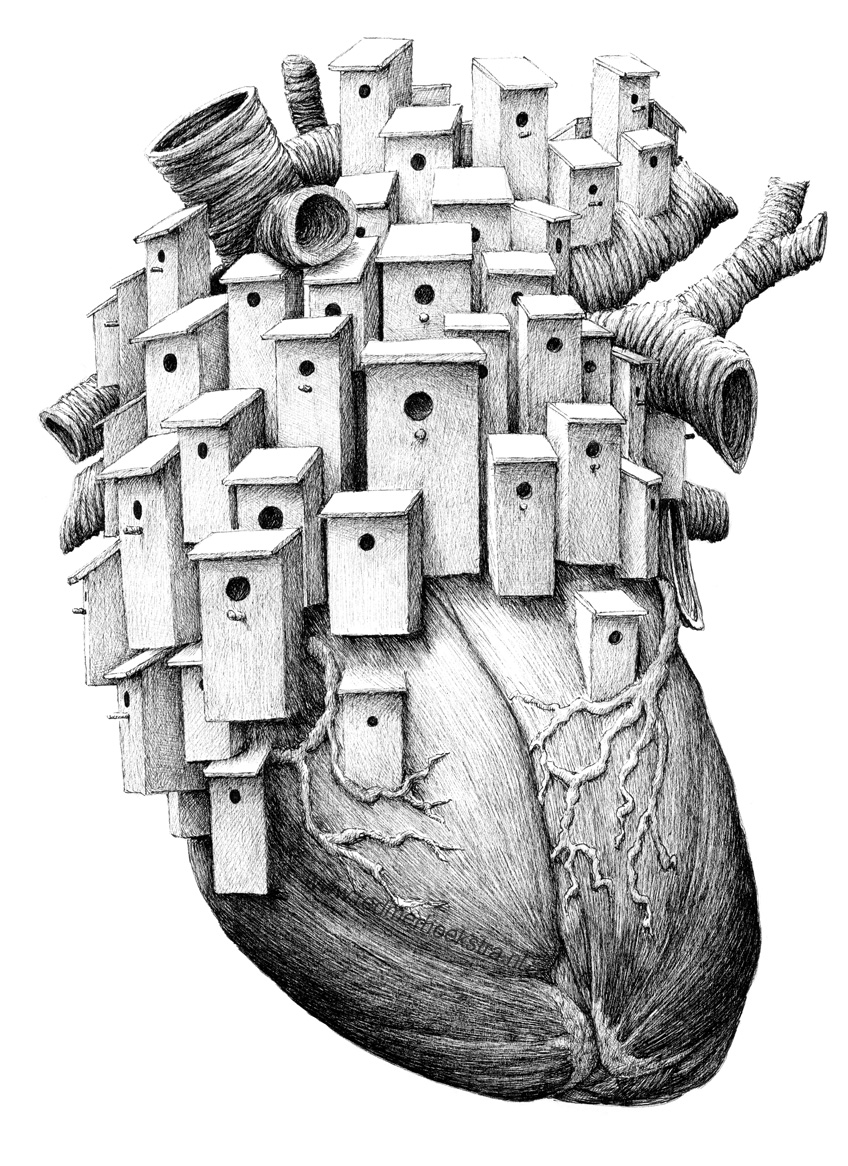 07-Bird-House-Heart-Redmer-Hoekstra-Drawing-Fantastic-and-Surreal-World-of-Hoekstra-www-designstack-co