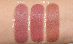 By Terry Rouge Terrybly Lipstick 101 Flirty Rose 103 Plumping Nude Swatches