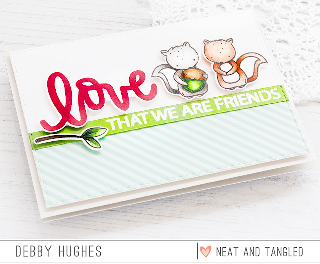 Love That We Are Friends Card by Debby Hughes. Find out more by clicking on the following link: http://neatandtangled.blogspot.com/2017/01/love-that-we-are-friends-with-debby.html