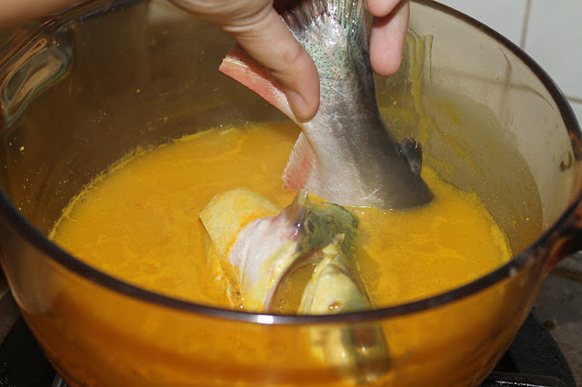 Masak Asam Rebus Tempoyak Ikan Patin