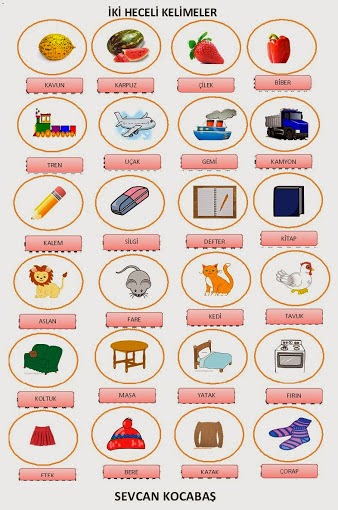 Öğretmen anne: tek ve iki heceli kelimeler