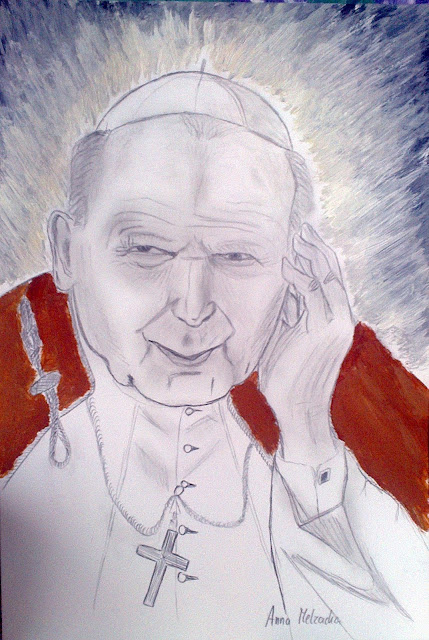 melzak-art, melzak art, nocą malowane, anioły, anioł stóż, obrazy na drewnie, Jan Paweł II